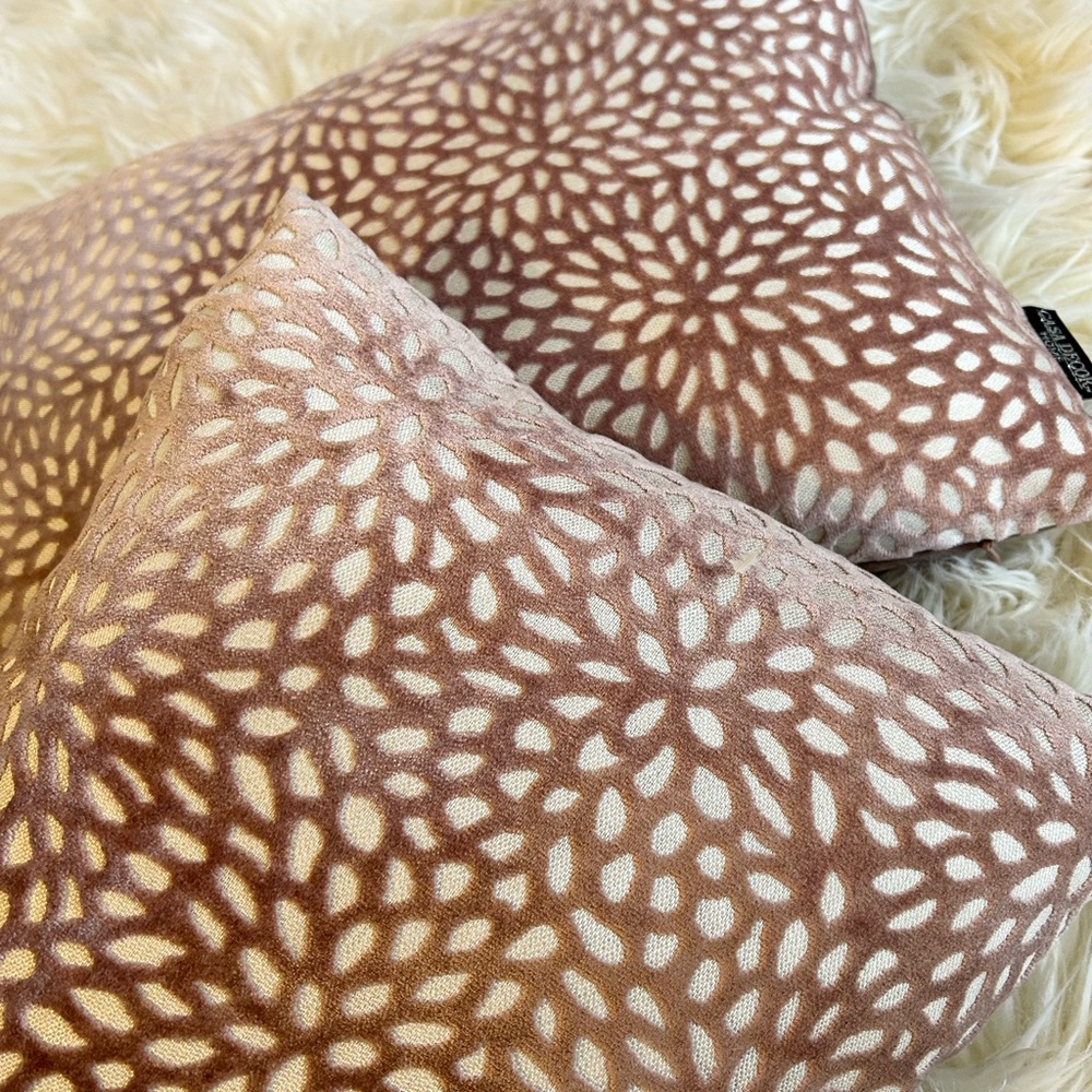 Mauve Pink and Cream Patterned Throw Pillows